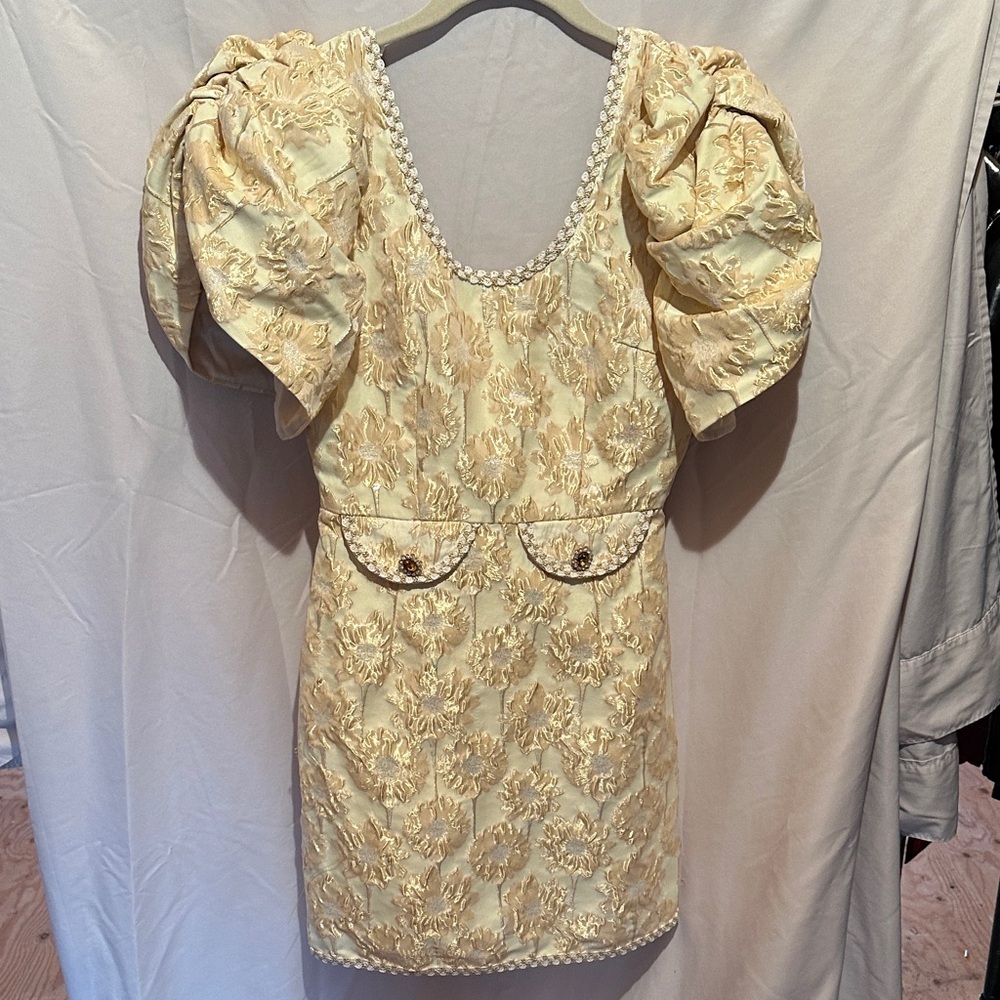 Sister Jane Gold Puff Sleeve Mini Dress